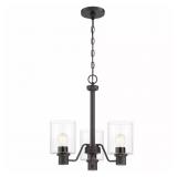 Satin Bronze Chandelier w/ Clear Glass
