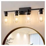 Farmhouse 27.36 in. 4-Light Black Vanity Light