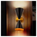 2-Light Black Wall Sconce: Up/Down Lighting