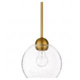 Jill 1-Light Gold Globe Pendant, Glass Shade