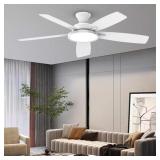 $143 T5 52" Indoor Ceiling Fan with Light, White