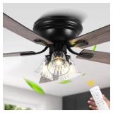 $130 Aesthet 52" Indoor Matte Black Ceiling Fan
