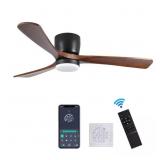 $182 42 in. LED BlackWood Ceiling Fan Light