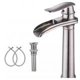 Tall Spout Vessel Faucet, Brushed Nickel