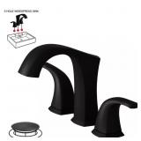 8 in. Widespread Black Bathroom Faucet Set