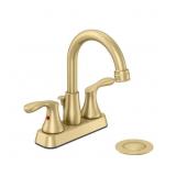 Deveral 4-in Centerset Bath Faucet, Matte Gold