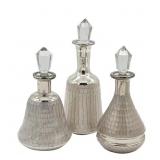 $158 Silver Glass Bottles (Set of 3), 4.9 in