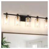 $101 34.65 in. 5-Light Black/Gold Vanity Light
