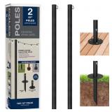 $130 Two 10 ft. String Light Poles, Black