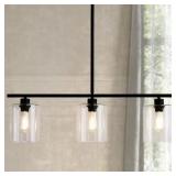 3-Light Matte Black Kitchen Island Light