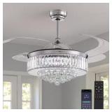 $224 48 in. Chrome Crystal Ceiling Fan with LED