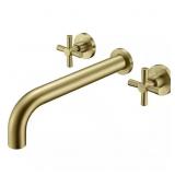 $141 Cross Double-Handle Wall Faucet Brushed Gold