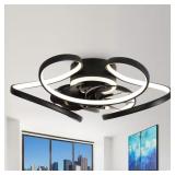 $118 LED Black Flush Mount Fan with Light, Remote