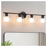 $147 32in 4-Light Black Vanity Light