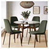 $255 Green Upholstered Dining Chair, Walnut Legs