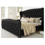 $325 DuJuan Deep Button Tufted Upholstered Bed