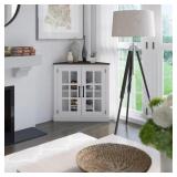 $184 White Accent Cabinet with Glass Doors