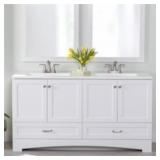 Diamond NOW Cassidy 60-in White Double Sink Vanity