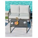 Natural Expressions loveseat & table, light grey