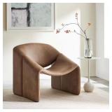 $470 Vivi Faux Leather Accent Arm Chair in Brown