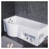 $697 66 in. x 33 in. Acrylic Bathtub, White