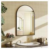 24x36 Arched Metal Framed Vanity Mirror Black