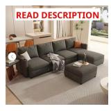$947 Quinn Modern 123.6in Chenille Sectional Sofa