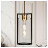 Modern 1-Light Black & Brass Pendant