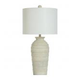 Cream & Yellow Table Lamp, Linen Shade 32"