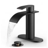 Waterfall Vanity Faucet w/ Deckplate Black