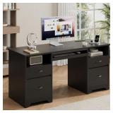 $235 59 in. Rectangular Black Desk with Drawers**I