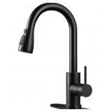 Matte Black 14" H Pull-Down Kitchen Faucet