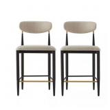 $293 Avyra Beige Upholstered Counter Stools (2)