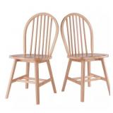 $161 Windsor Natural Solid Wood Chair Set (2)