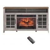 $353 55 in. Farmhouse TV Stand w/ Fireplace, 2-Drw