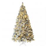 6.5 ft Pre-Lit LED Flocked Christmas Tree
