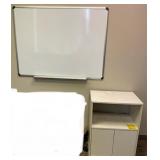 1 Lot 1-White Dry Erase Board, 1-Small Wood Shelf.