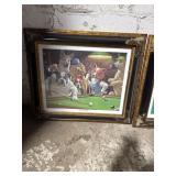 (2) DOGS PLAYING POOL 14x18 framed prints