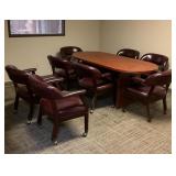 Conference Table with 8 rolling Leather Chairs