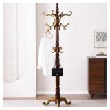 $145 Wooden Coat Rack: 12 Hooks, Triangular Base