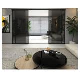 Smoked Glass 4-Panel Sliding Room Divider