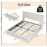 Qeetex Full-Size Bed Frame with 4 Drawers