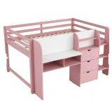 Full bed with Stair and Board pink