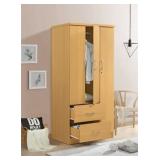 $360 72" Beech 2-Drawer 3-Shelf Armoire with Doors