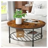 Yoneston 2-Tier Wood Round Coffee Table