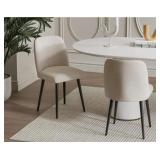Beige Fabric Dining Chairs (Set of 2)
