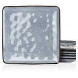 Famiware Square Dinner Plates Set of 6, Blue