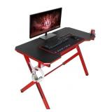 JJS 48" R-Shaped Gaming Desk w/ MousePad Black/Red