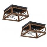 $94 2-Light Flush Mounts with Barnwood Accents