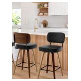 $306 26 inch Swivel Counter Stool Set, Black